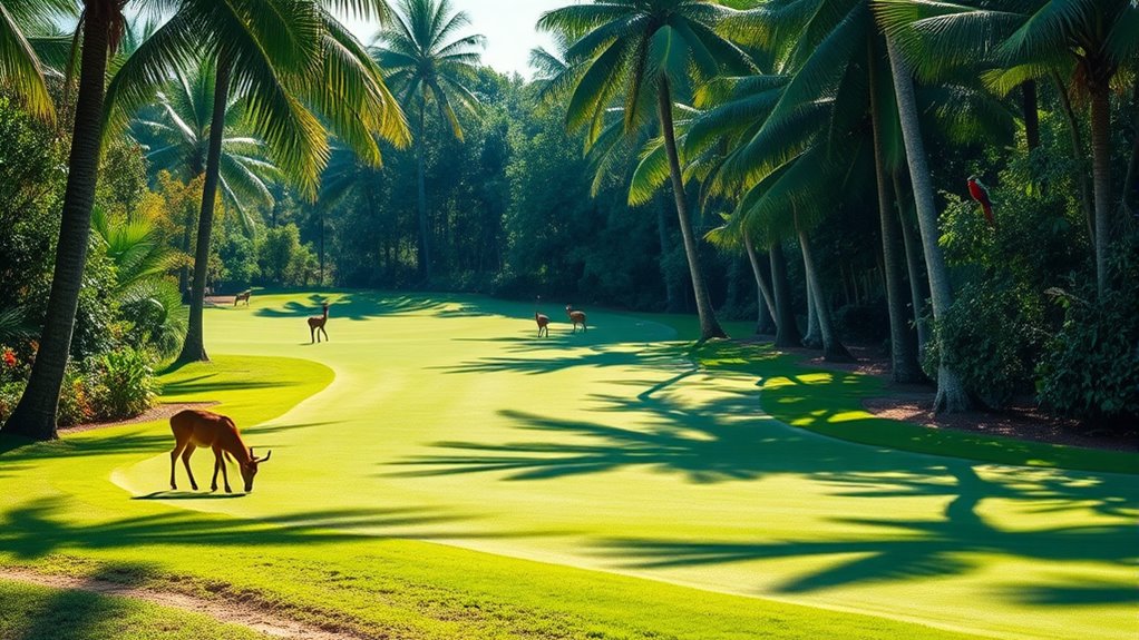 golf amid tropical wildlife