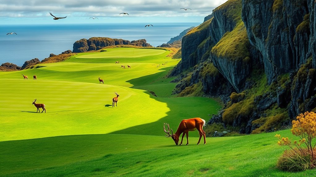 golf amidst new zealand wildlife