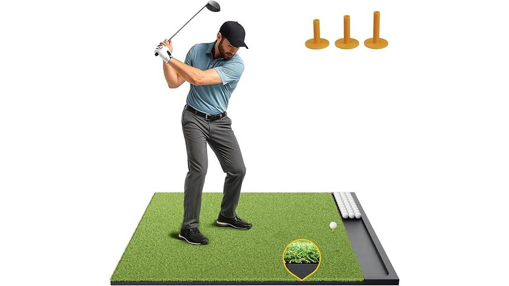 golf mat with ball tray