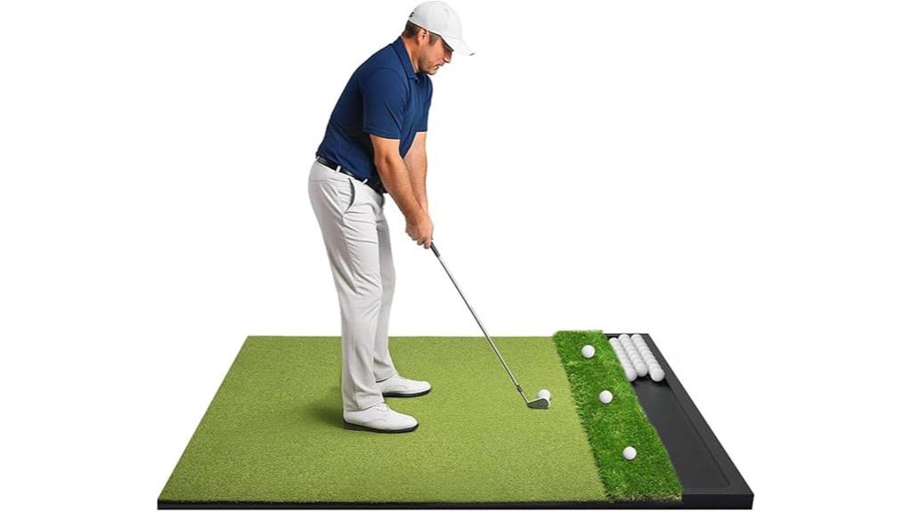 golf practice mat with ball tray