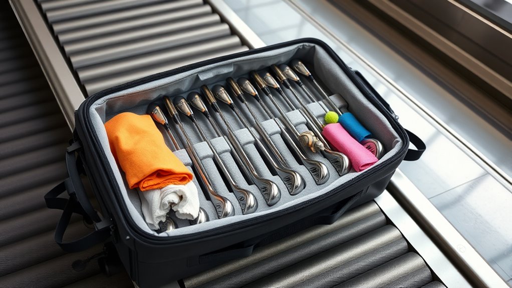 secure golf clubs during travel