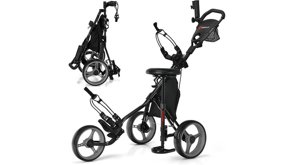 three wheel golf push cart