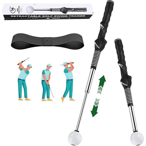 Retractable Golf Swing Trainer with Arm Band