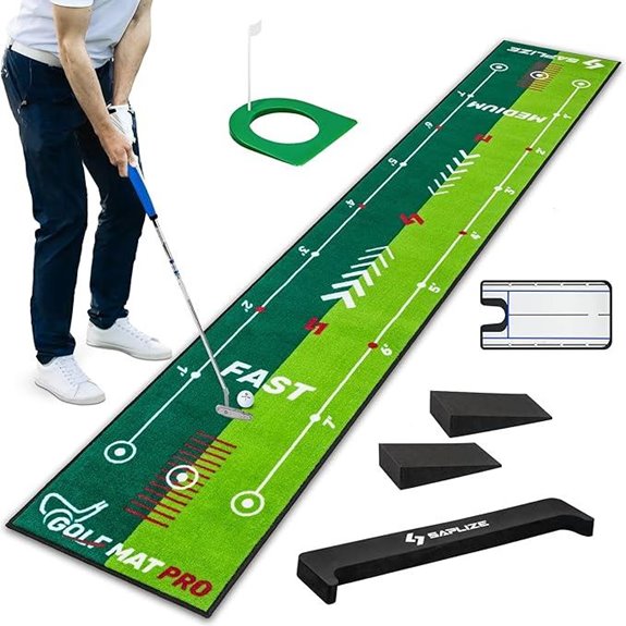 SAPLIZE Two-Speed Golf Practice Mat with Mirror