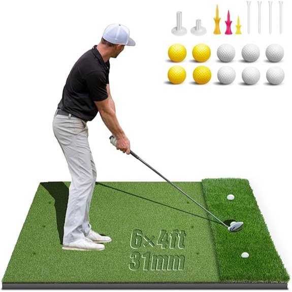Dual-Turf Golf Mat 6x4ft/5x5ft Practice Indoor/Outdoor