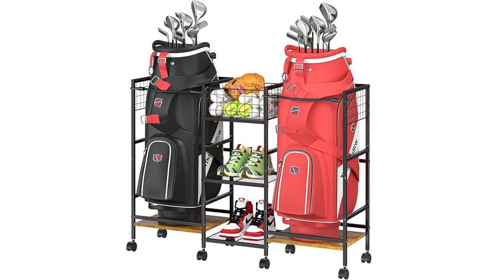 golf bag rack with wheels