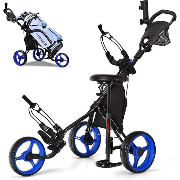 Golf Push Cart with Seat and Umbrella Holder