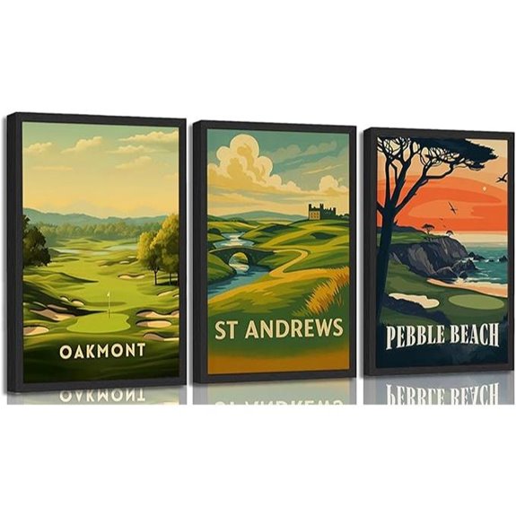 Golf Course Wall Art Set for Home or Office