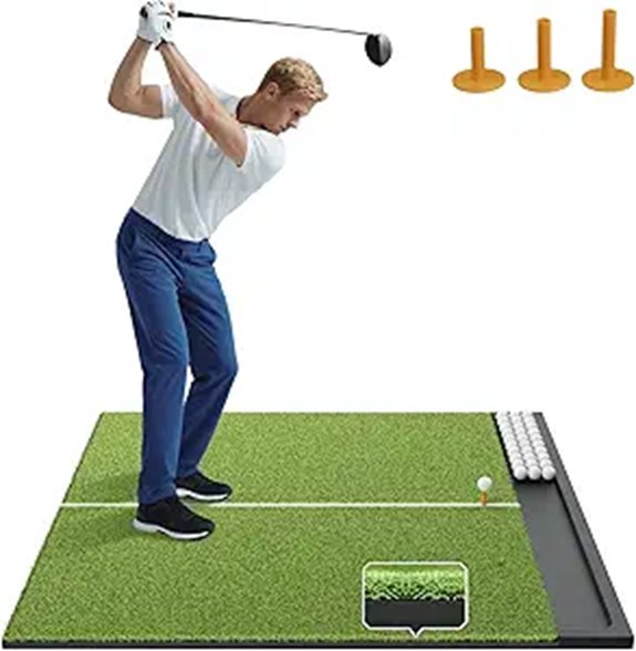 Golf Practice Mat with Ball Tray and Alignment Lines