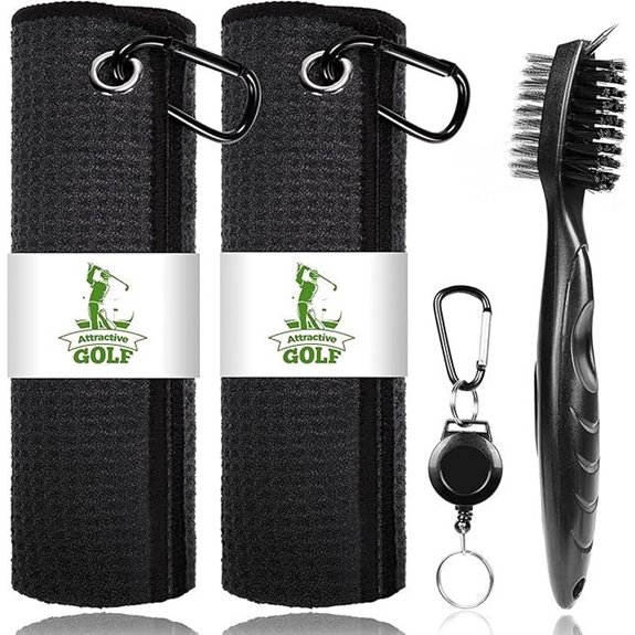 Golf Towels & Brush Set Microfiber Waffle Pattern