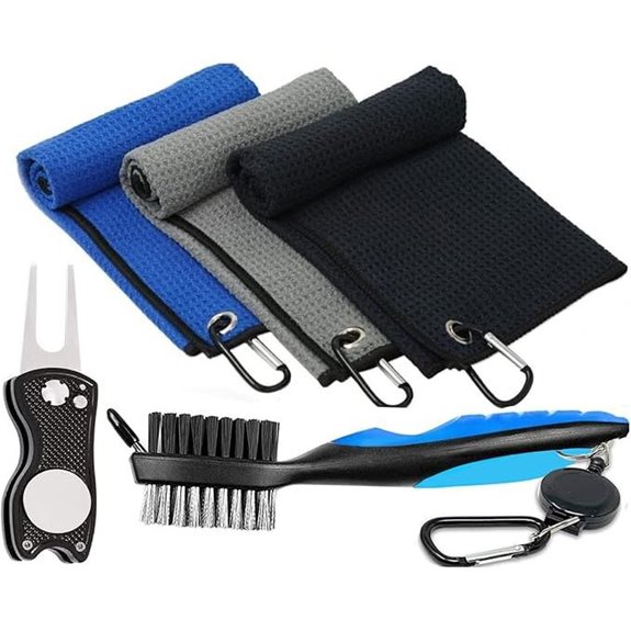 golf towel with accessories