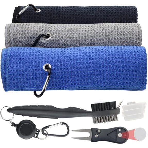 Golf Towel Set with Club Brush & Divot Tool