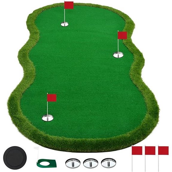 Indoor Golf Putting Green with Holes and Flags