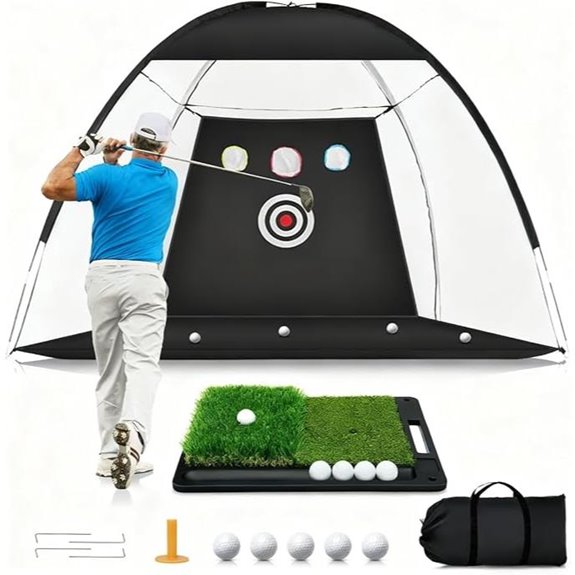 Golf Practice Net with Hitting Mat for Indoor & Outdoor