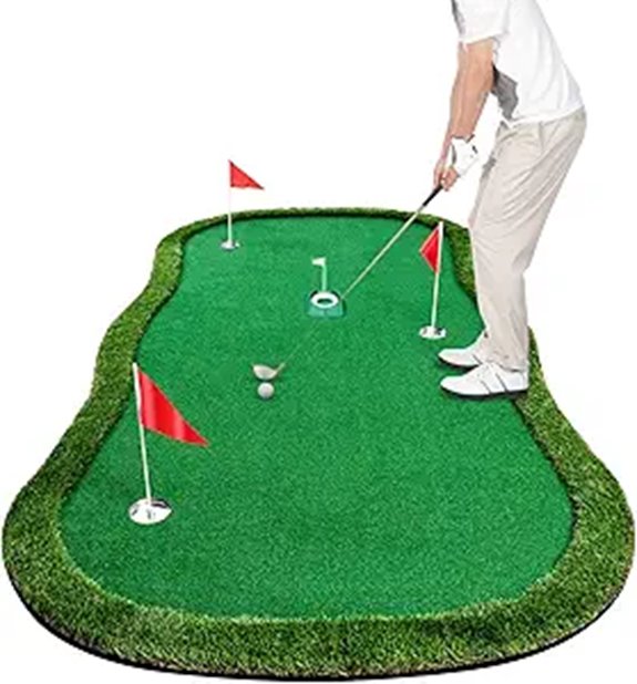 Indoor/Outdoor Golf Putting Mat with Flags and Cup