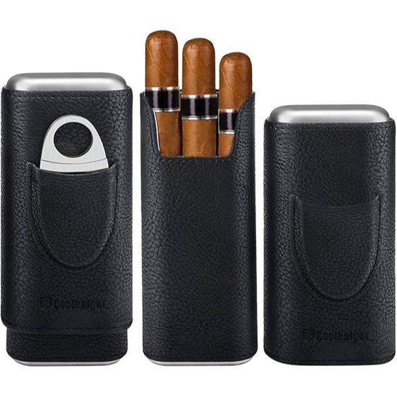 COOL KNIGHT Leather Cigar Case with Cutter