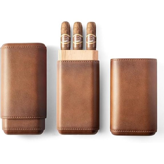 Woodronic Leather Cigar Travel Case with Cedar Lining