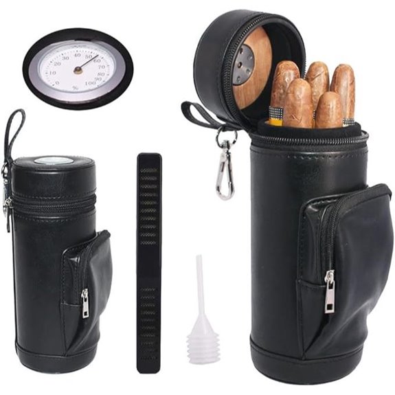 AMANCY Leather Travel Cigar Humidor with Accessories