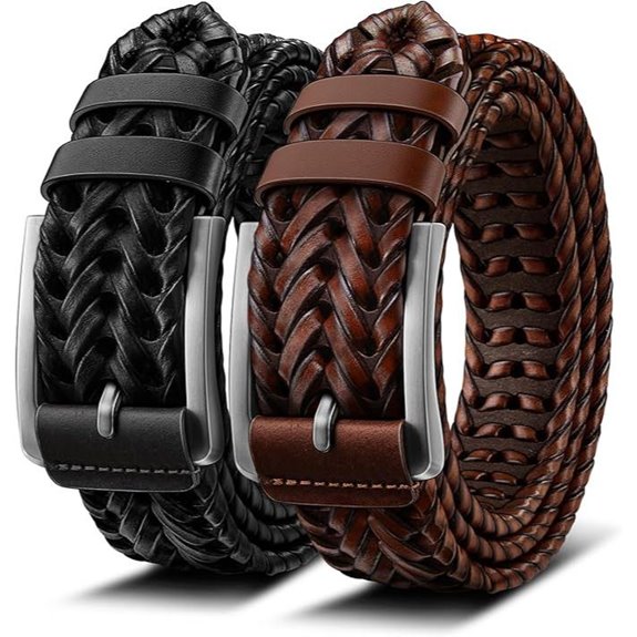 BULLIANT Men’s Braided Leather Belt for Casual Wear