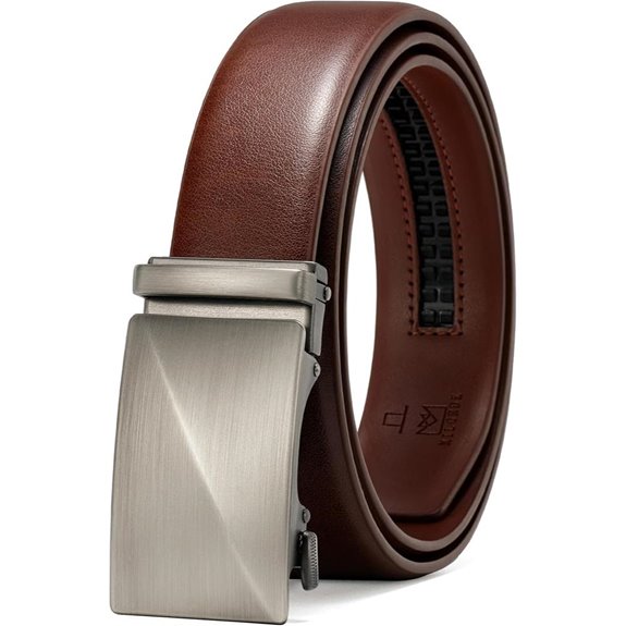 MILORDE Men's Ratchet Leather Belt for Casual Wear