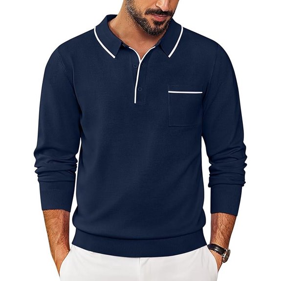 COOFANDY Men's Knit Polo with Pocket