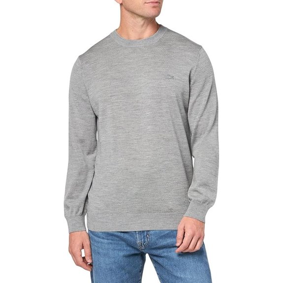 Lacoste Men's Merino Wool Monochrome Crew Neck Sweater