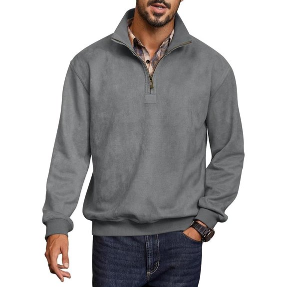 men s suede quarter zip pullover