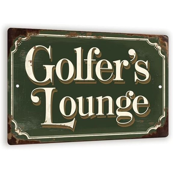 Golfer's Lounge Vintage Metal Sign - Green Distressed