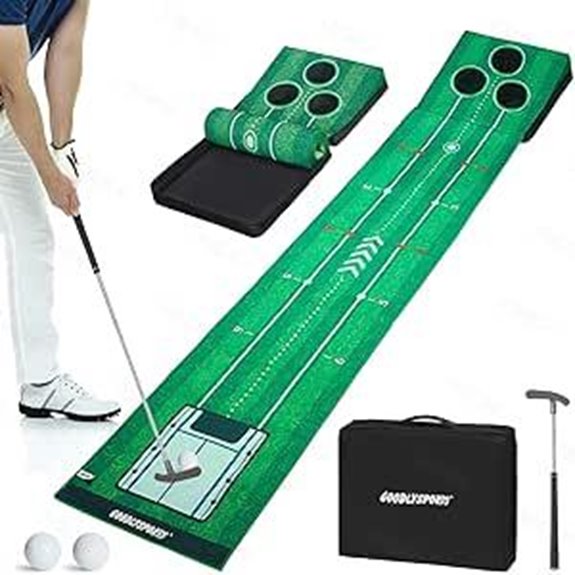 Portable Golf Putting Mat with Balls and Rod