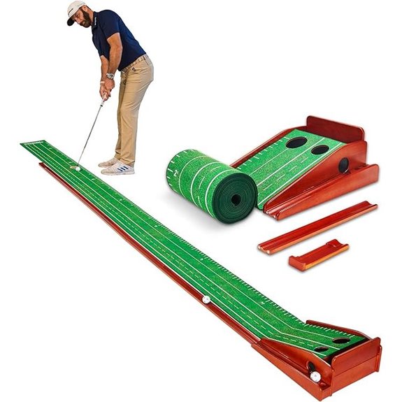 Portable Golf Putting Mat with Ball Return