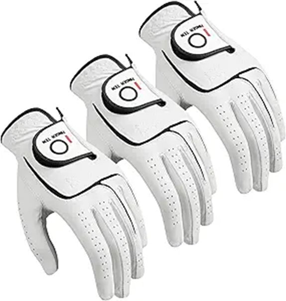 Finger Ten Men’s Premium Leather Golf Gloves (3 Pack)