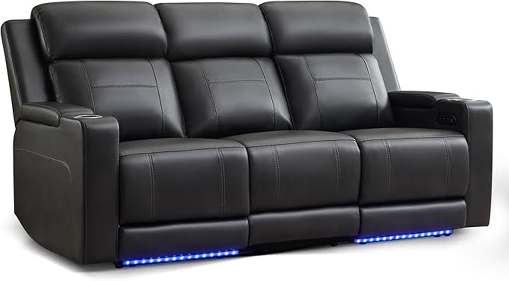 recliner sofa with lights
