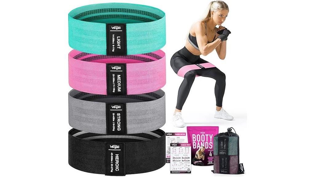 set of four workout resistance bands