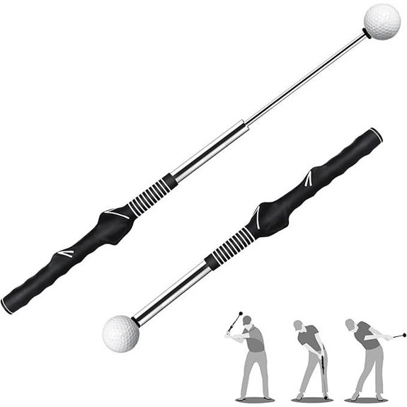 Retractable Golf Swing Trainer with Sound and Grip Attachment