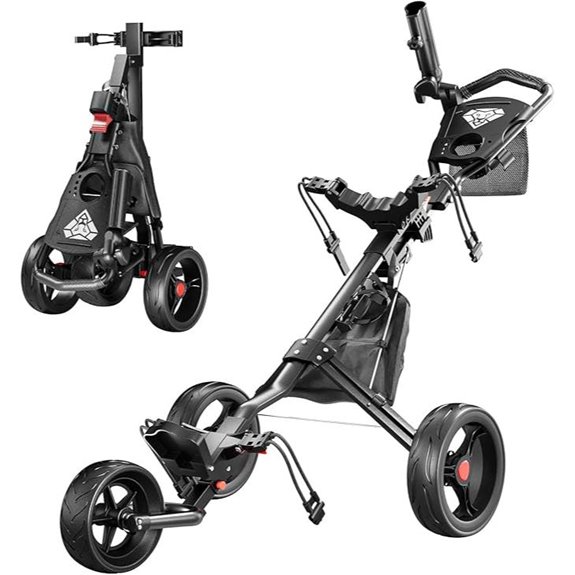 Alllion Golf Push Cart 3 Wheel Foldable Design