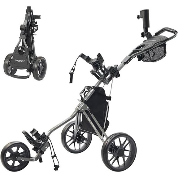 Folding 3-Wheel Golf Push Cart with Accessories