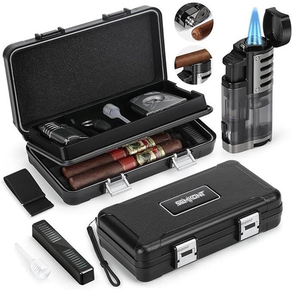 Portable Travel Cigar Humidor with Accessories Storage