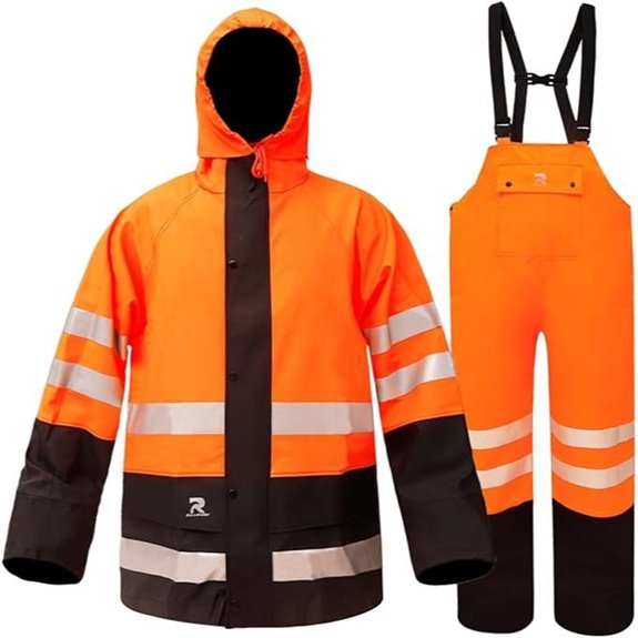 RainRider Waterproof Rain Suit with Reflective Jacket Bib
