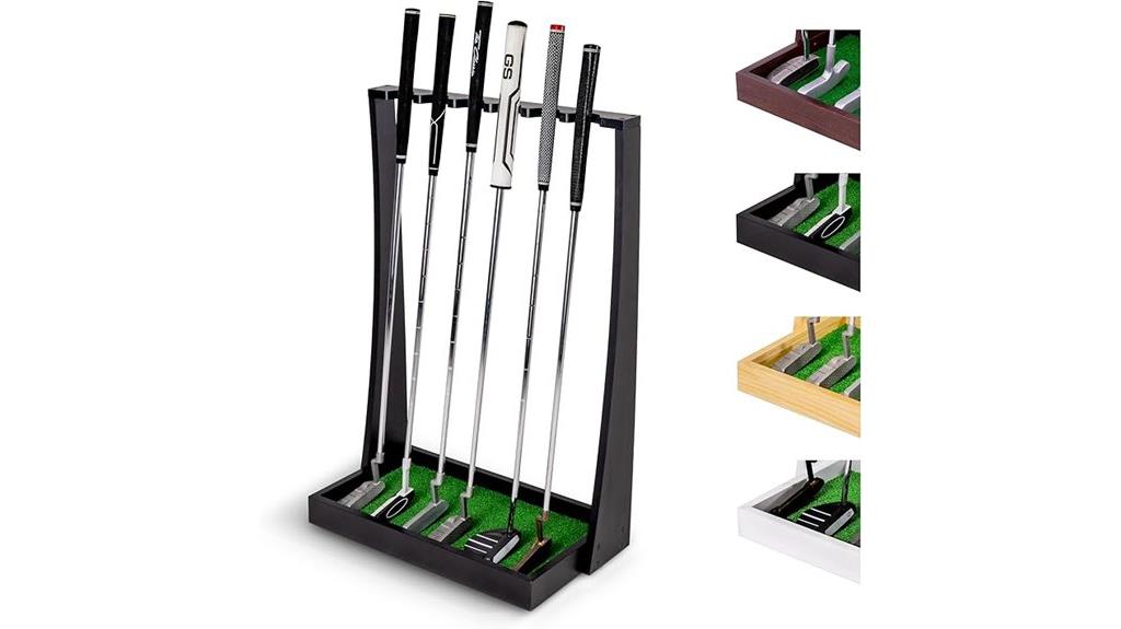 wooden indoor golf putter stand