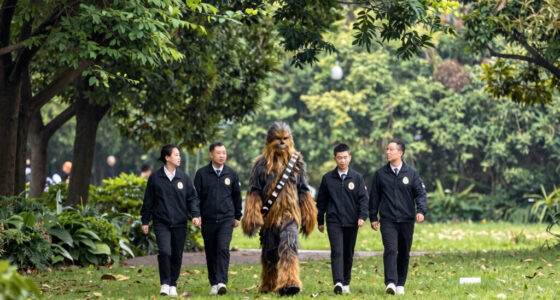 TIL Peter Mayhew, who played Chewbacca, was escorted by crew members wearing brightly colored vests and told not to wander off set wearing his costume while on location for 'Return of the Jedi' Endor scenes, so that hunters in the California redwood forests would not mistake him for Bigfoot.