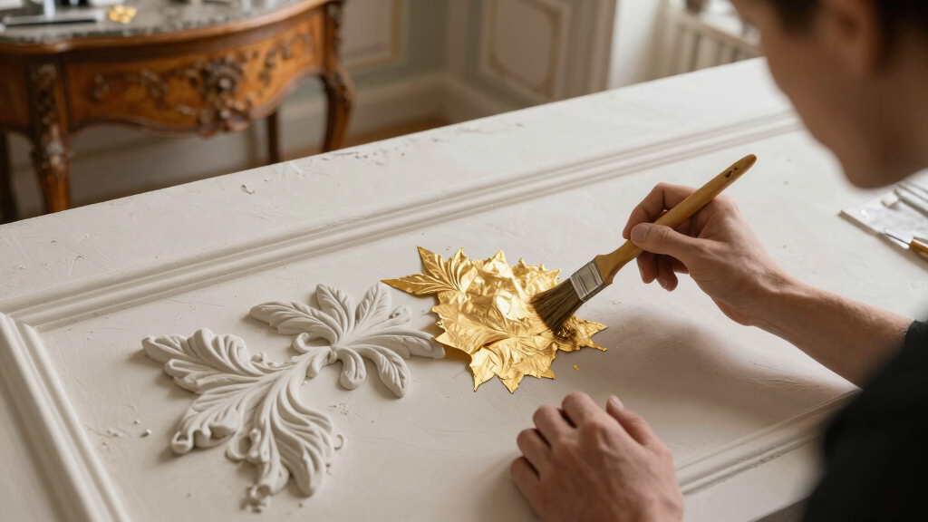 Gold Leaf and Foliage Motifs Plaster This Paris Left Bank Apartment