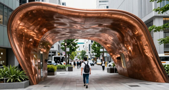 sculptural copper canopy tops micro-landmark community hub in tokyo by nikken sekkei