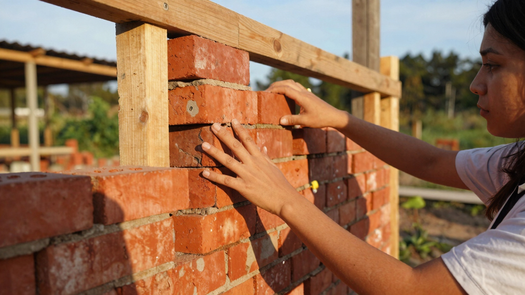 students turn reclaimed bricks into walls that can be assembled, dismantled, and rebuilt