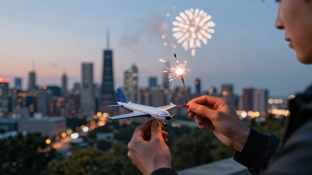 Chicago Plane Fireworks Strike
